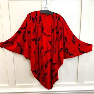 Vintage 1980’s silk Red Kimono cocoon (batwing) jacket